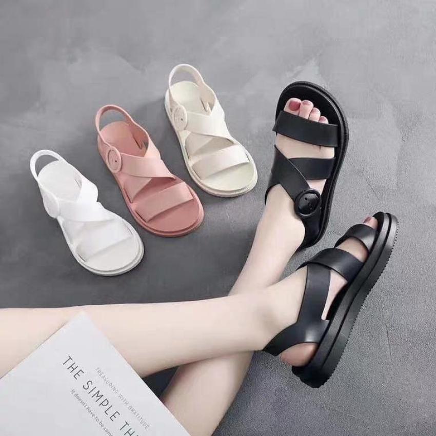 Sandal nữ dép nhựa dẻo đi mưa HAPU hồng, kem, đen giá rẻ