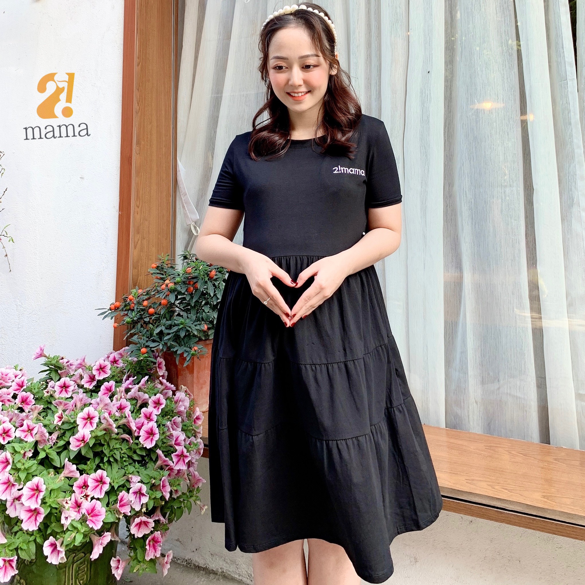 Đầm bầu suông đuôi cá chất cotton freesize 2MAMA V05