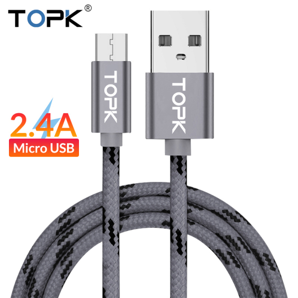 Cáp Micro USB TOPK AN09 2.4A Cáp Sạc Đồng Bộ Dữ Liệu Nhanh Cho Samsung Huawei Xiaomi LG Android Micro USB