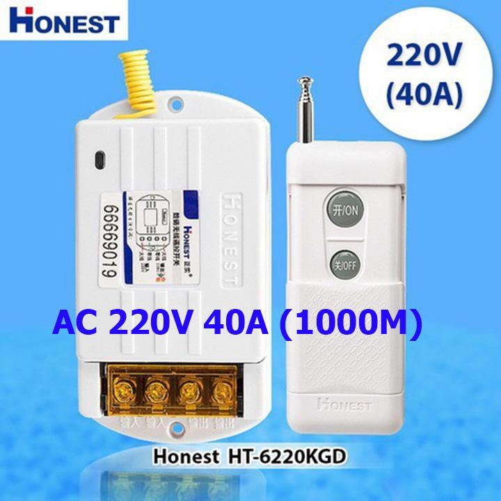 Bộ Công Tắc Điều Khiển Từ Xa 1000M xuyên tường Honest HT-6220KG-1 40A/220V khoảng cách 100-1000M, bộ điều khiển từ xa, thiết bị điều khiển từ xa