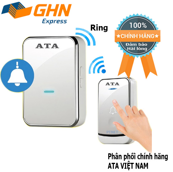 Chuông cửa không dây cao cấp ATA AT-913 kín nước, xuyên vật cản 20-60m, chuông 40-70dB (Màu trắng)