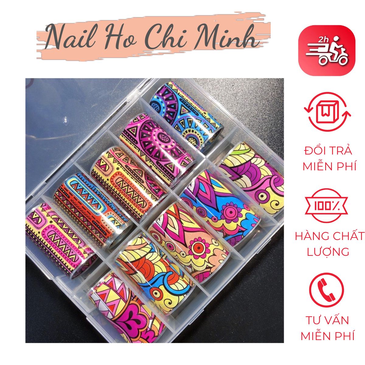 [HCM] Foil Dán Trang Trí Móng Nail - Set 10 Cuộn 4*100cm