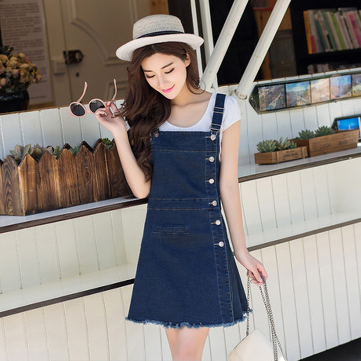 Yếm Jean Nữ 2 Dây Phối Túi Duyên Dáng