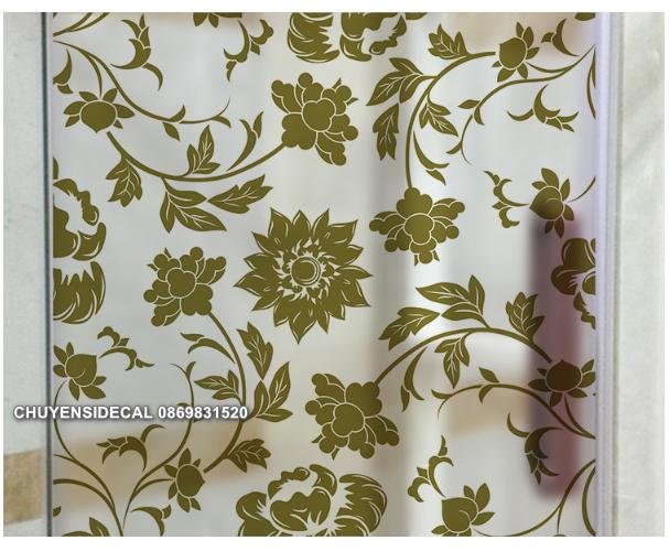 [HCM]Decal Dán Kính Cao Cấp - Hoa văn Cúc Xanh Rêu( 60x58cm )-DK7083