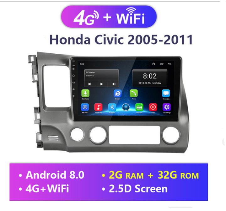 Màn hình 10 in xe honda civic 2005-2011 chạy android tiếng việt wifi + 4g ram 2g rom 32g