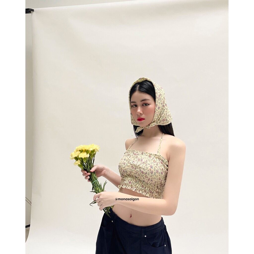[VOUCHER 12%/149K] Áo croptop 2 dây hoa nhí MONÁ - RIRI