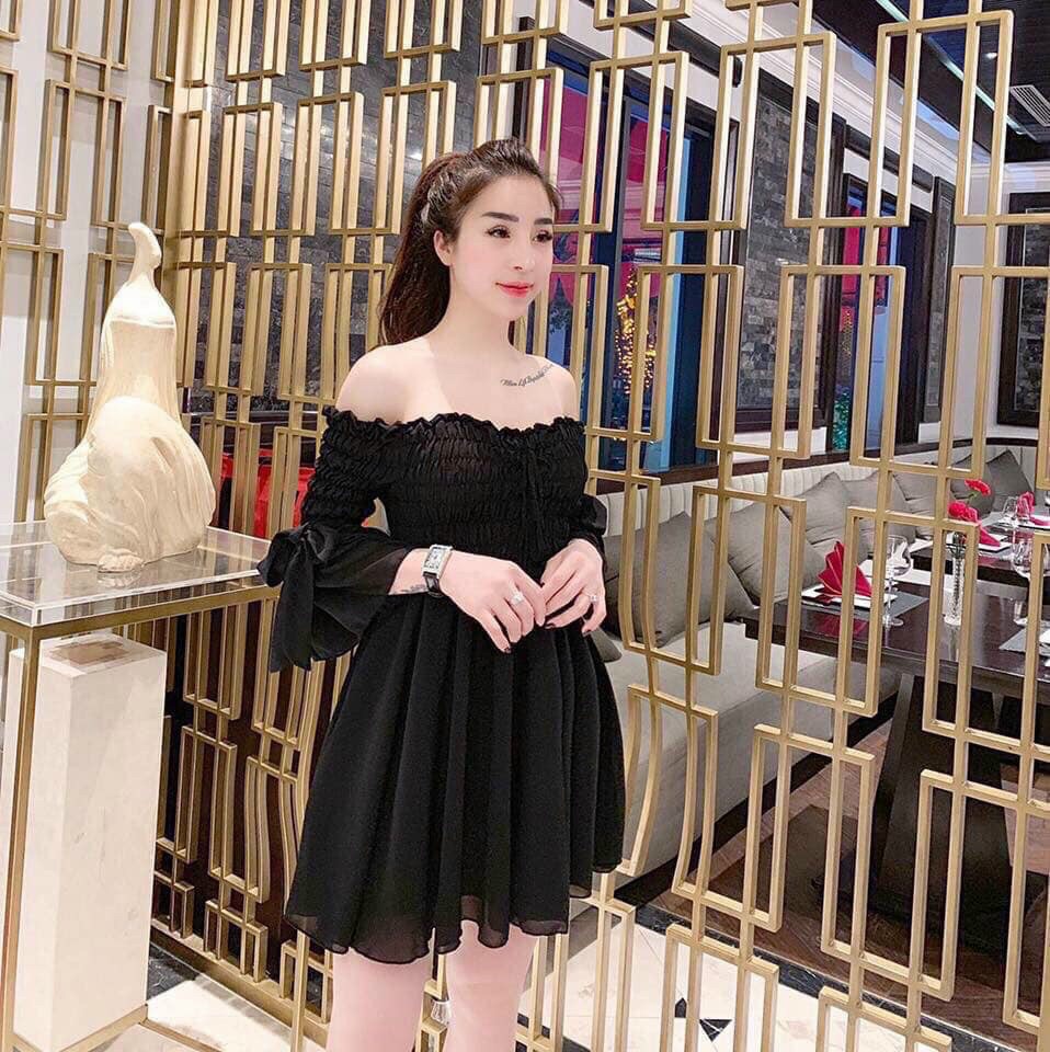 [HCM]Đầm trễ vai thắt nơ tay