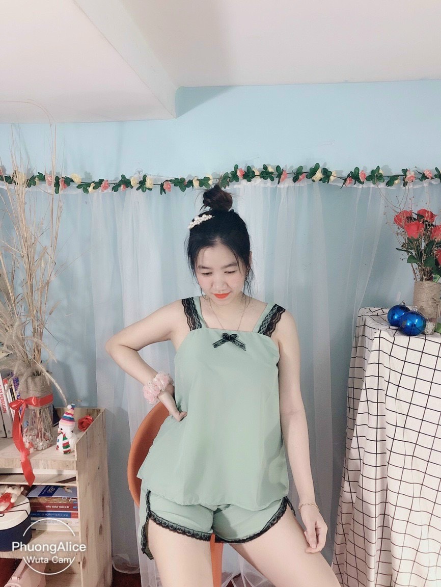Set đồ ngắn kate lụa đẹp lụa Size M dưới 52kg / Size L từ 53kg đến 60kg
