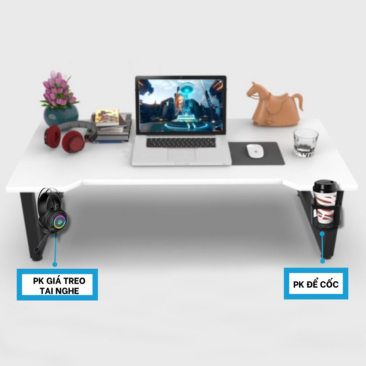 Bàn gấp gọn, bàn gaming ngồi bệt, bàn gấp thấp chân sắt mặt gỗ kích thước 1m và 1m2 có lỗ luồn dây điện