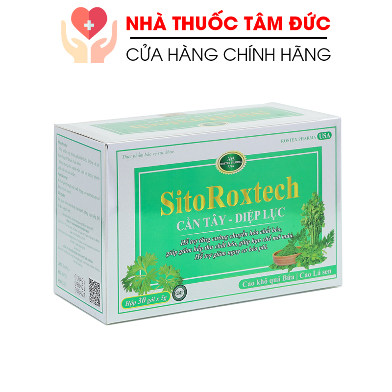[HCM]Cốm giảm cân SitoRoxtech Cần tây Diệp lục giảm mỡ máu giảm nguy cơ béo phì - Hộp 30 gói cao cấp