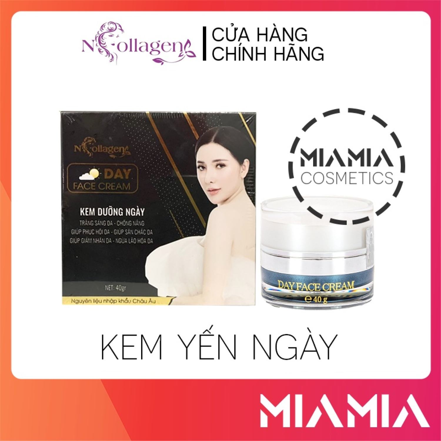 Kem face tổ yến ban ngày n collagen chính hãng 40gr - kem tổ yến chống lão hoá căng bóng da se khít lỗ chân lông