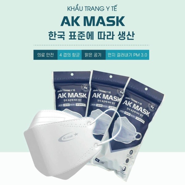 Bảng giá [GIÁ TẬN XƯỞNG] Thùng 250 chiếc khẩu trang y tế KF94 AK Mask chính hãng 4 lớp kháng khuẩn kháng bụi mịn đến 95% Mango Food