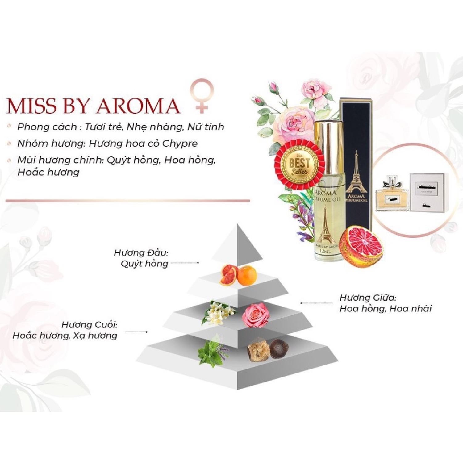 Nước Hoa Pháp Aroma Miss Nữ Tính Cao Cấp