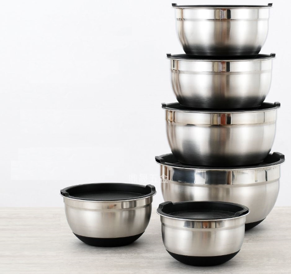 Tô trộn bột inox dày dặn đế silicon cao cấp size 20cm-22cm-24cm-26cm-28cm-30cm