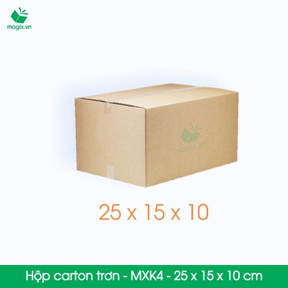 MXK4 - 25x15x10 cm - 100 Thùng hộp carton trơn đóng hàng