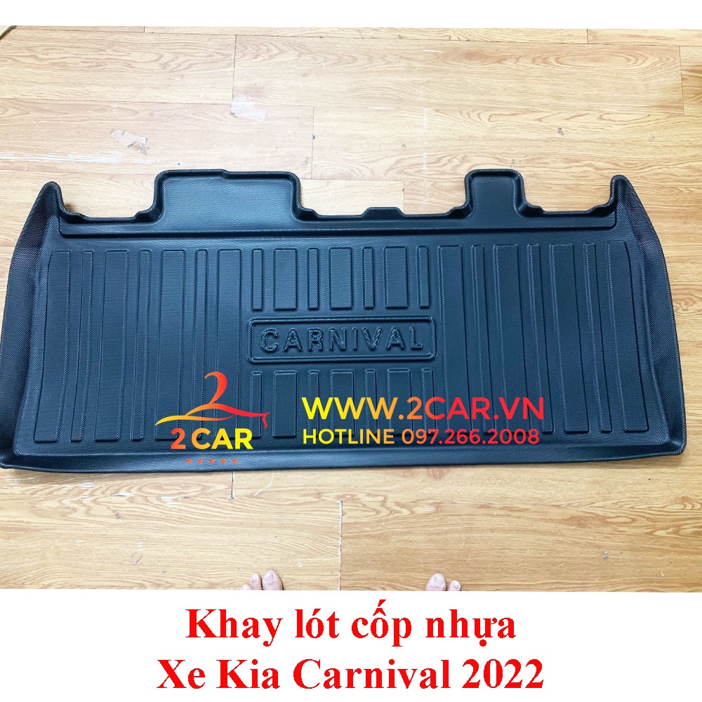 Lót cốp nhựa sau xe Carnival 2021 2022 2023 chất liệu TPU cao cấp không mùi, không thấm nước, dễ vệ sinh