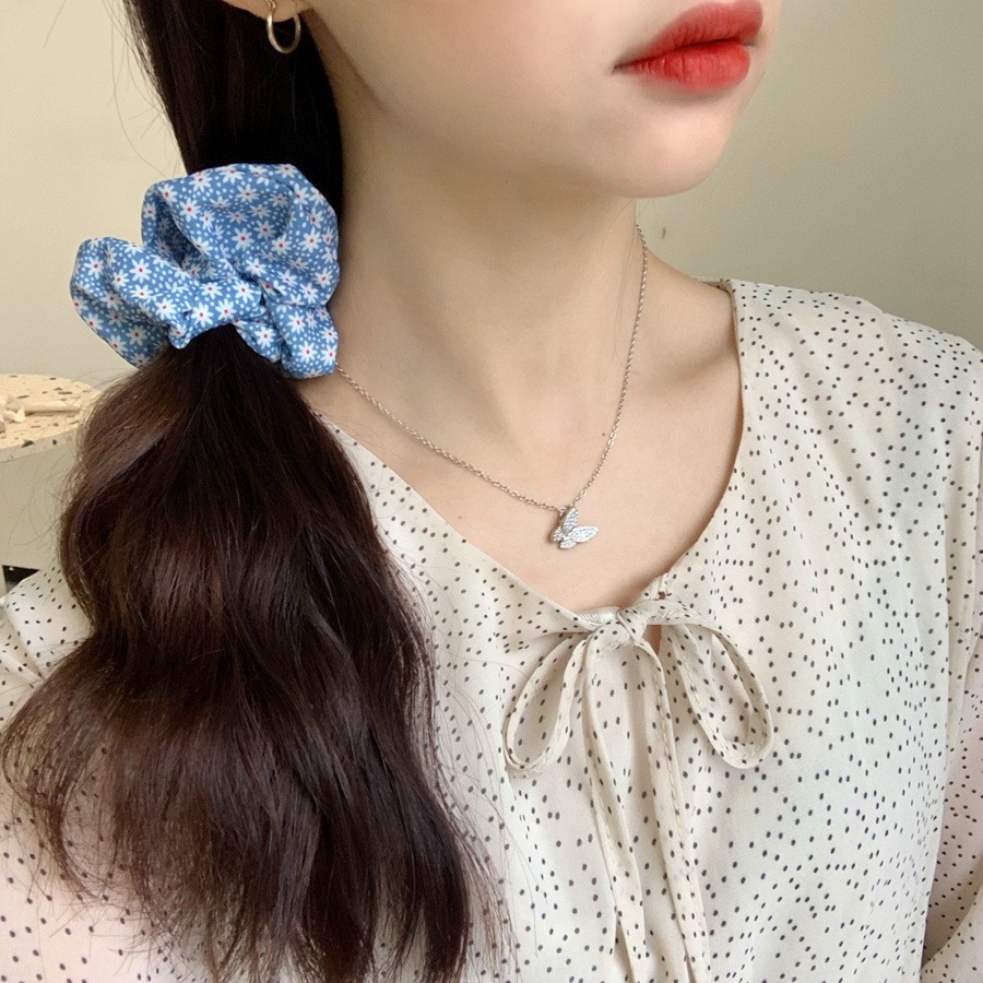 Scrunchies Chun Cột Tóc Hoạ Tiết Chấm Bi Hàn Quốc - Buộc Tóc Chấm Bi