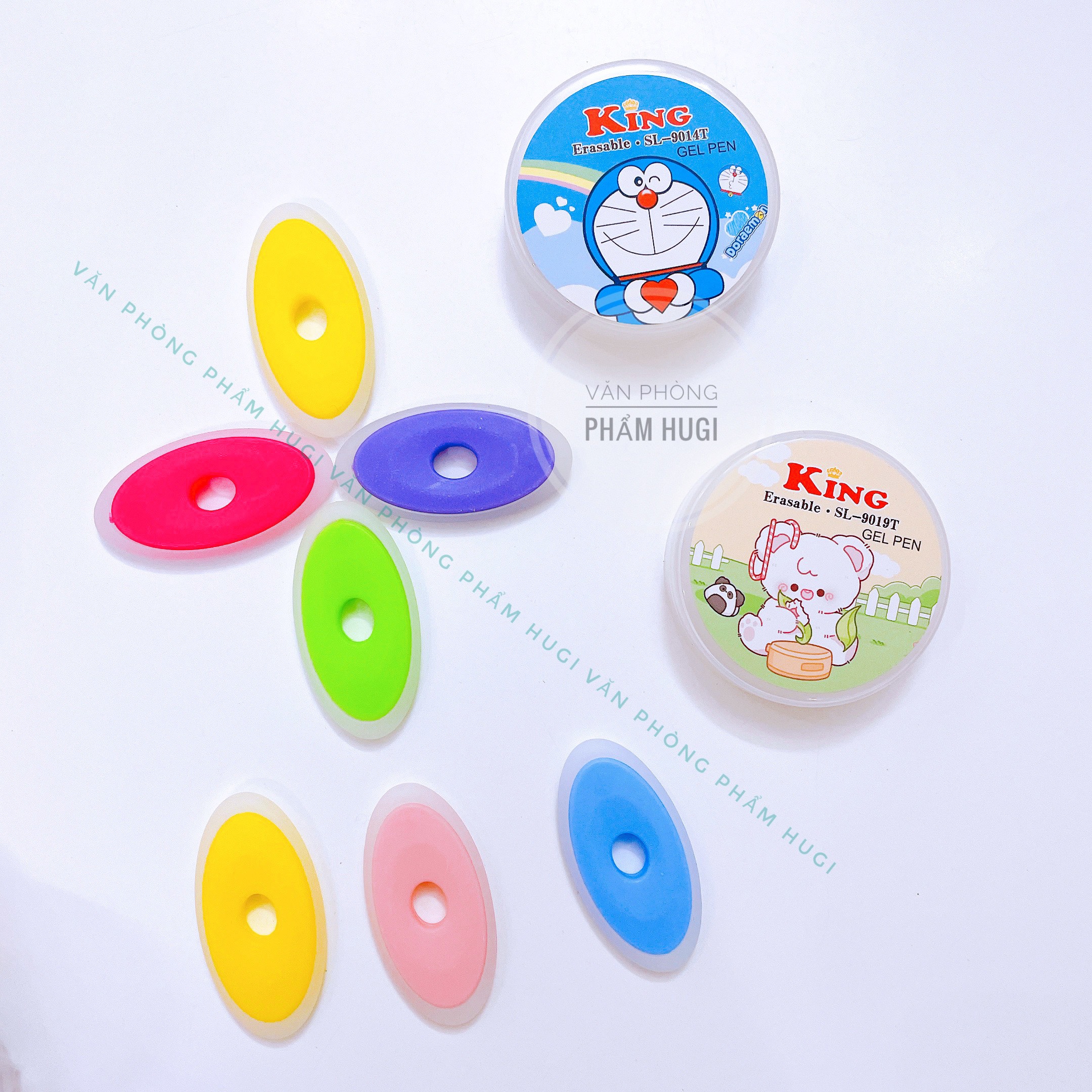 Elliptical eraser for pens use erasable ink