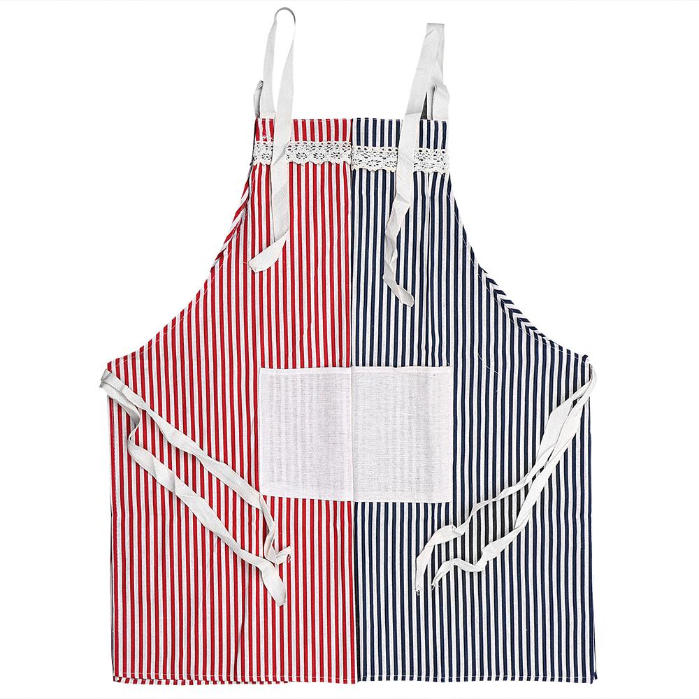 Kitchen Striped Apron For Home Restaurant Pinafore Cooking Accessories Baking Dress Adjustable Cotton Cloth