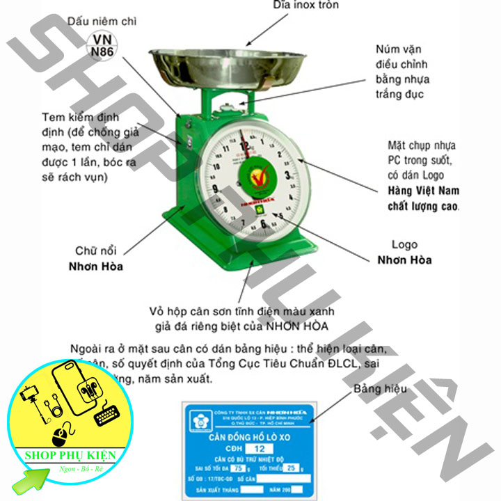 Cân đồng hồ nhơn hoà 2kg, 5kg chính hãng chất lượng