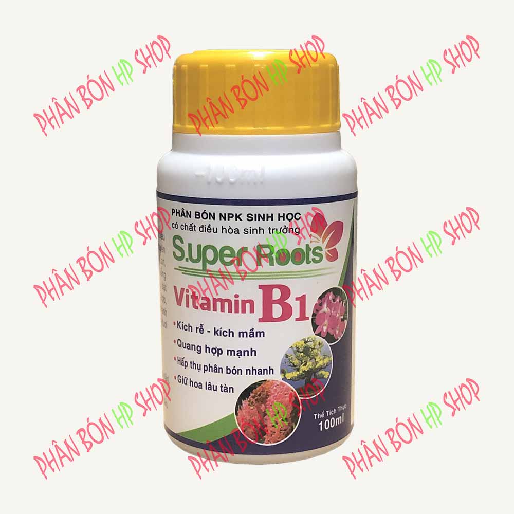 Phân Bón Sinh Học Super Roots Vitamin B1 (100ml) - có chất điều hòa sinh trưởng giúp kích rễ kích mầm quang hợp mạnh hấp thu phân bón nhanh giữ hoa lâu tàn.