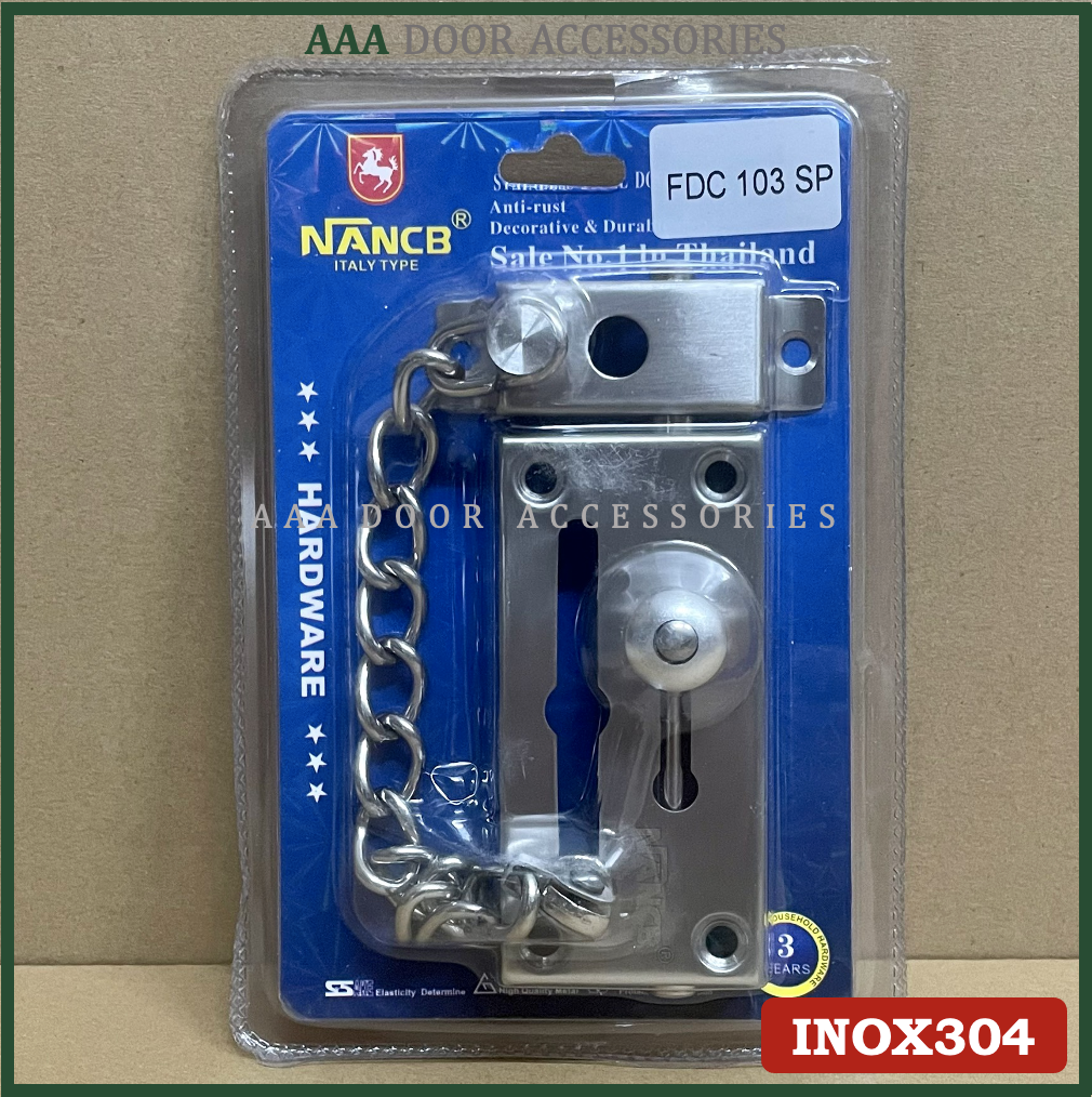 Chốt cửa dây xích an toàn inox 304 Nancb
