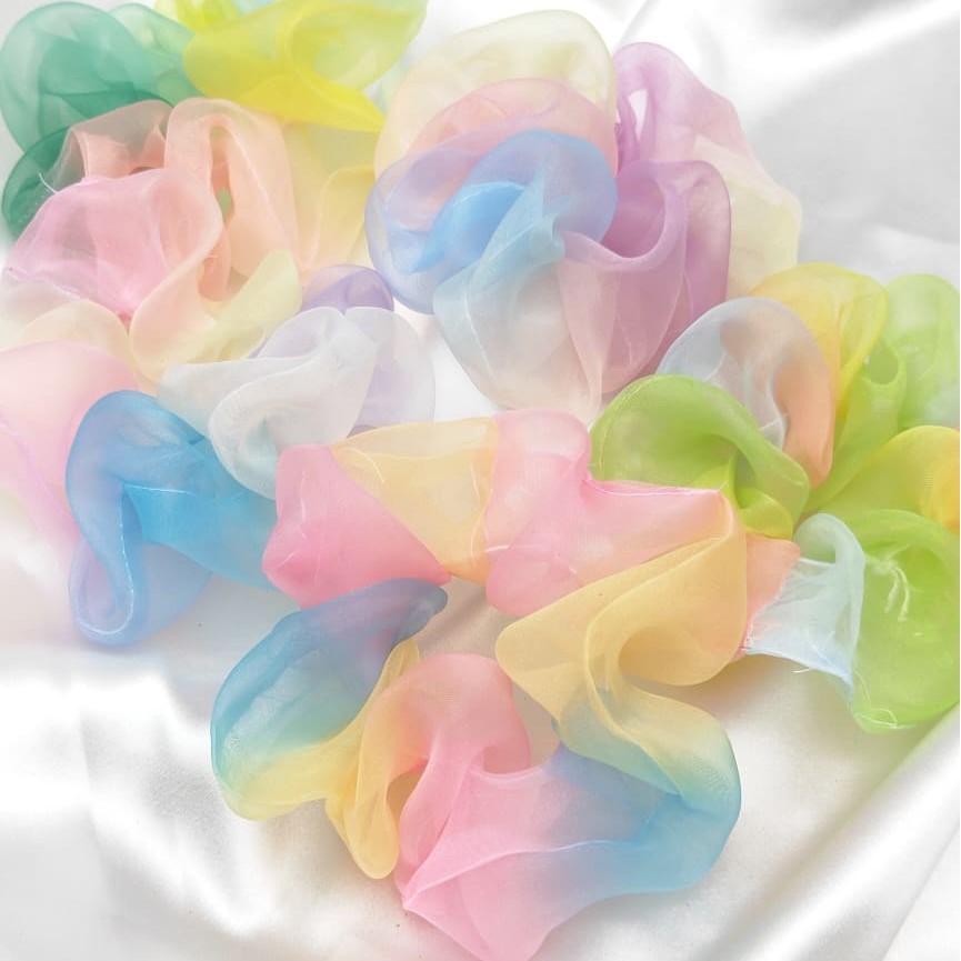 Dây cột tóc scrunchies cầu vồng - UniLabel
