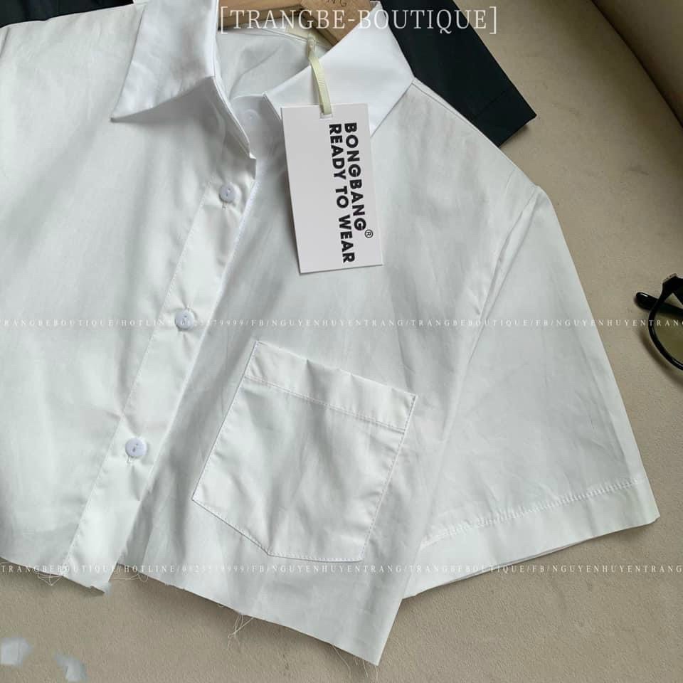 ÁO THUN SƠ MI CROPTOP LỆCH TÀ