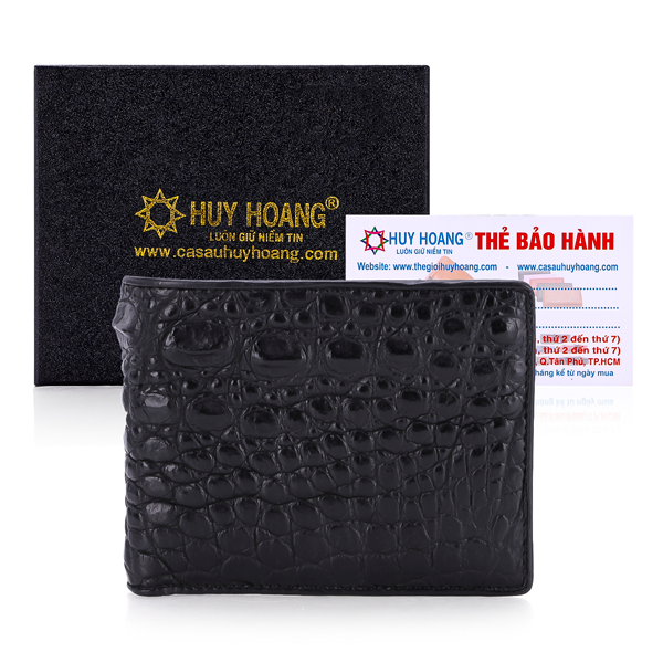Men's black, brown red, gold cow leather bronzing crocodile skin quartz wallet hk2201-03-40