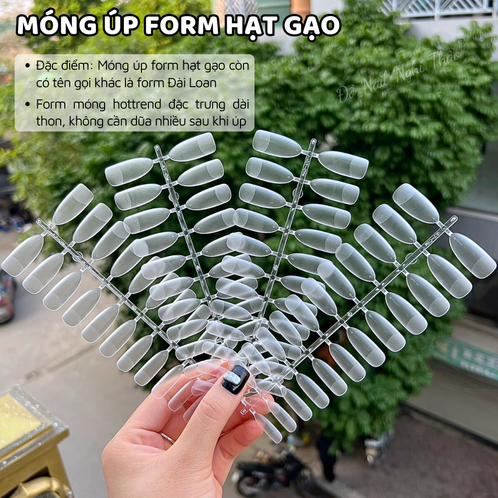 Móng úp tay nhám form hạt gạo hộp 240 móng