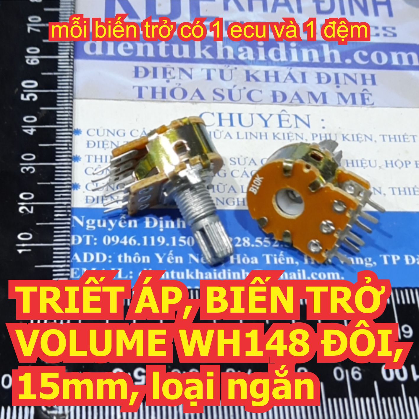 10 cái TRIẾT ÁP, BIẾN TRỞ VOLUME WH148 ĐÔI, 15mm, loại ngắn các loại 1K ~ 500K kde2460