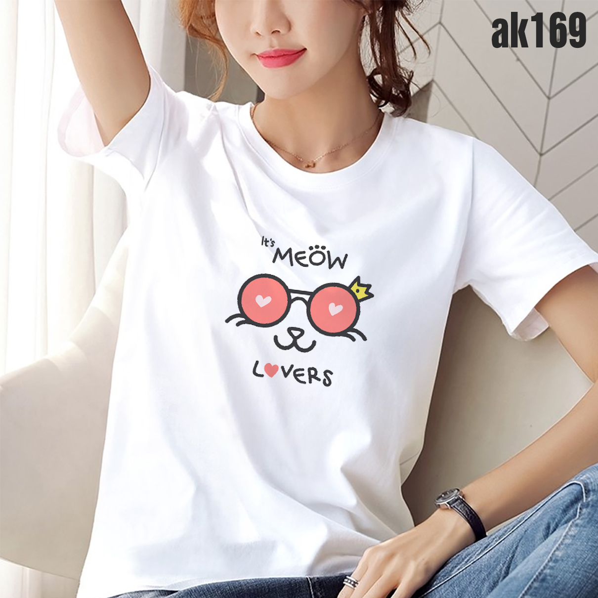 Áo thun nữ in hình cặp gương xinh xắn