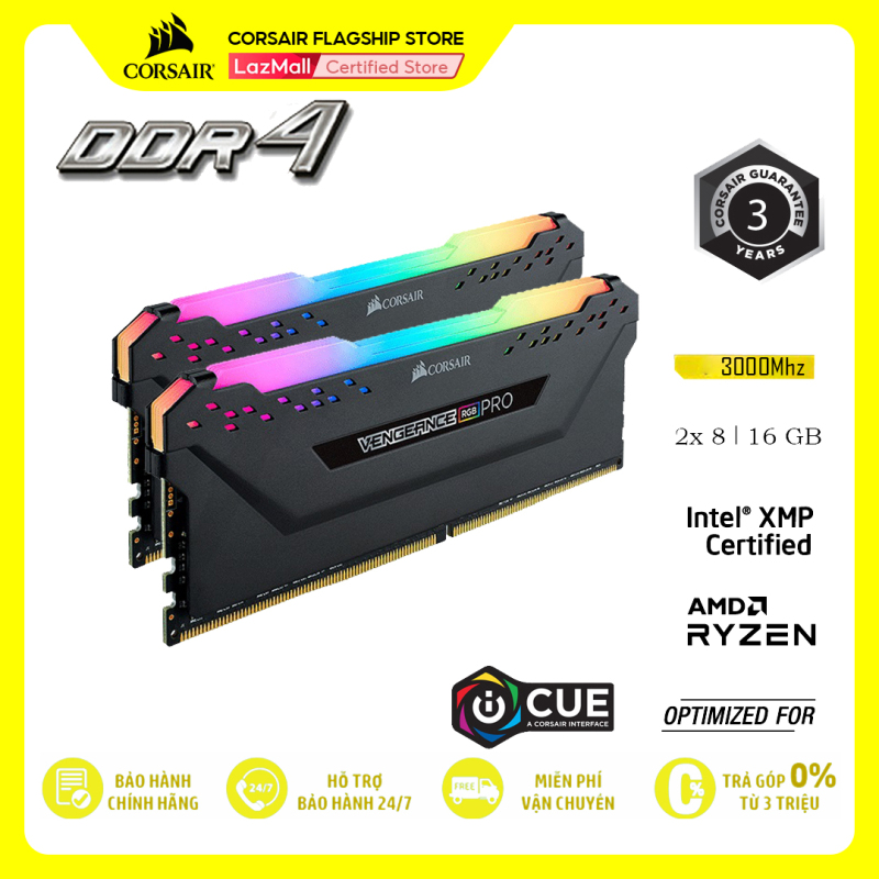 Bảng giá RAM PC CORSAIR VENGEANCE PRO RGB 16GB DDR4 2x8GB 3000MHz CMW16GX4M2D3000C16 Phong Vũ