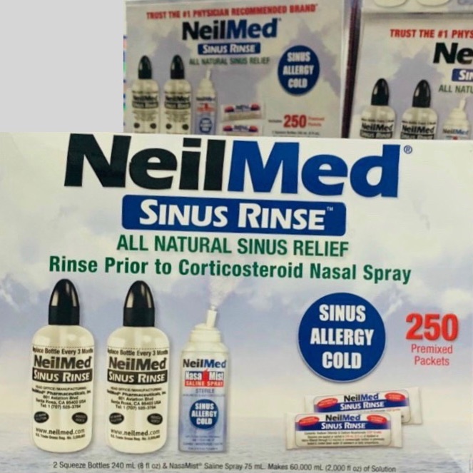 Combo Bộ nước muối rửa mũi NeilMed Sinus Ríne (2 bình, 1 xịt, 250 gói)