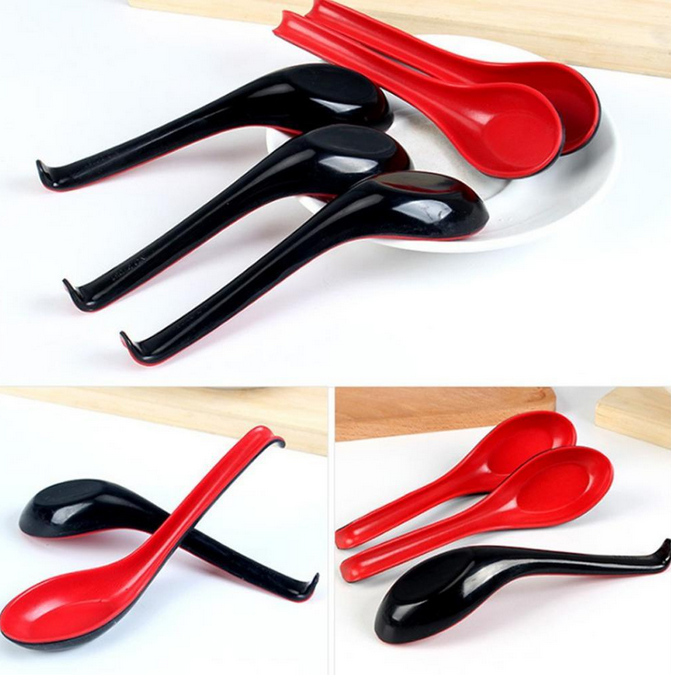 Muỗng thìa ăn phở múc canh đen đỏ nhựa cao cấp
