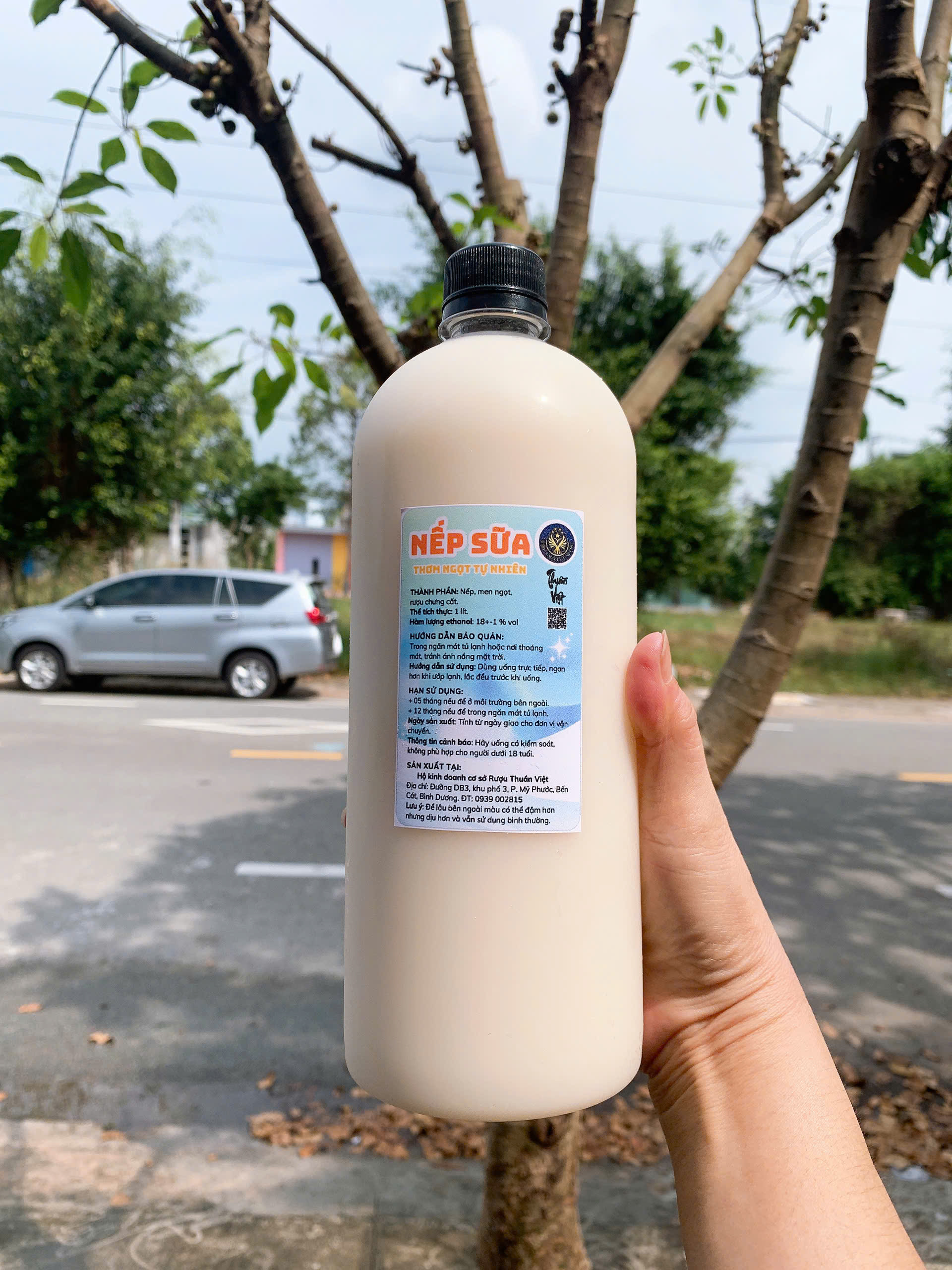 Rượu nếp đục (nếp sữa) chai 1 lít, lên men tự nhiên