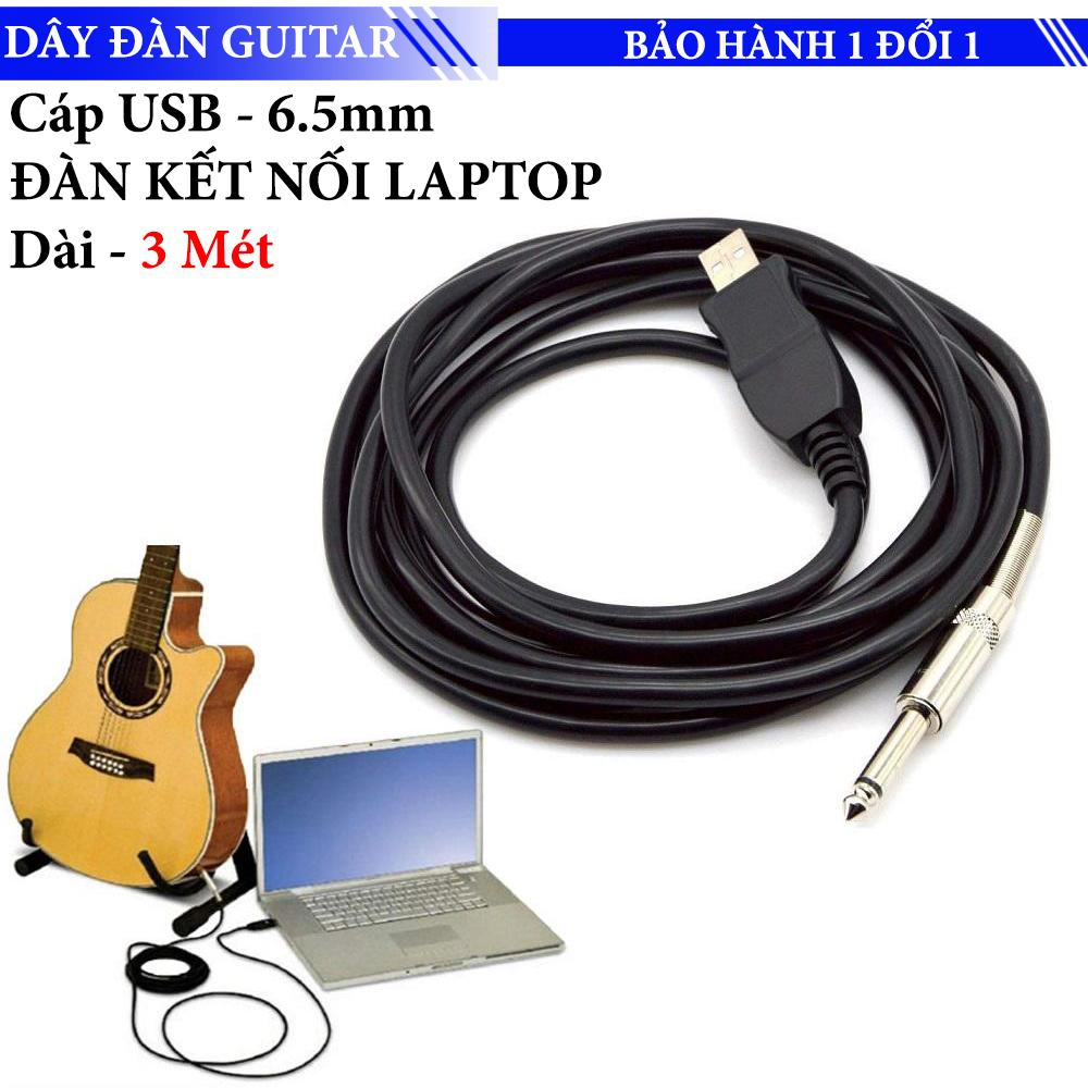 Cable Guitar Usb - 6.5mm - dây kết nối guitar với máy tính cổng qua cổng Usb - Cáp Usb sang Jack 6.5mm 3 mét