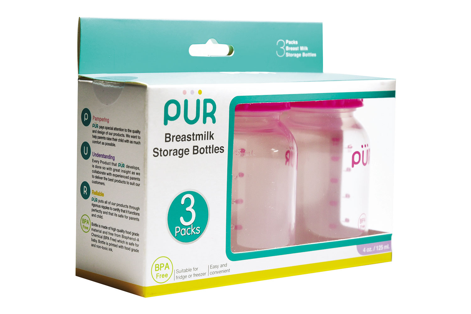 BỘ 3 BÌNH TRỮ SỮA PUR 125ML