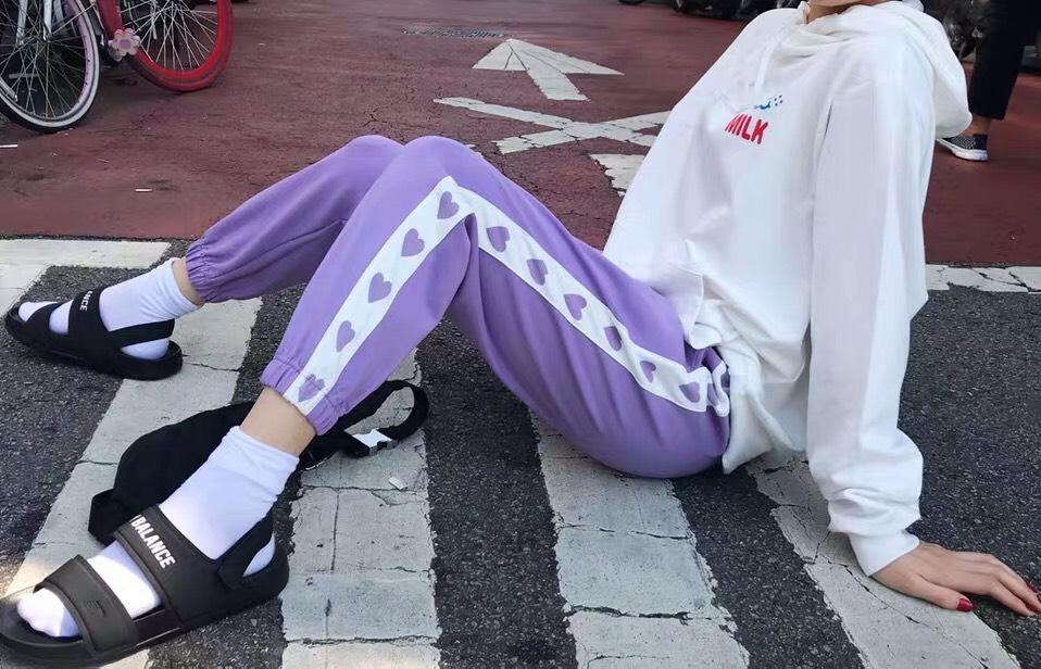 [HCM]Quần Nỉ Jogger Nữ Phối Tim