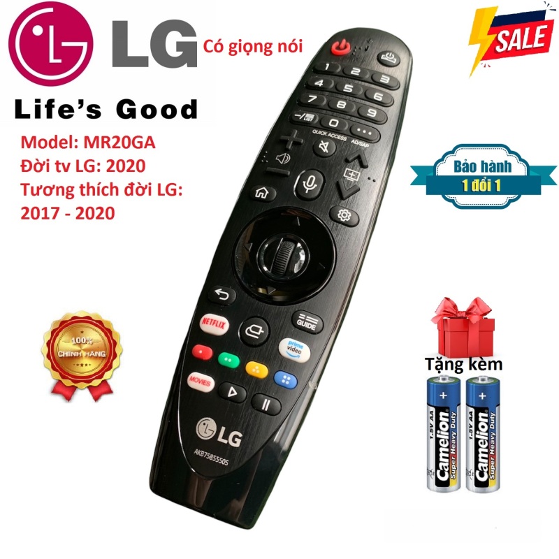 Bảng giá Điều khiển tivi LG giọng nói thông minh MR20GA remote tivi LG - Chính hãng, mới 100% dùng chung đời 2017 - 2020 [ Hàng có bảo hành, tặng kèm pin ]