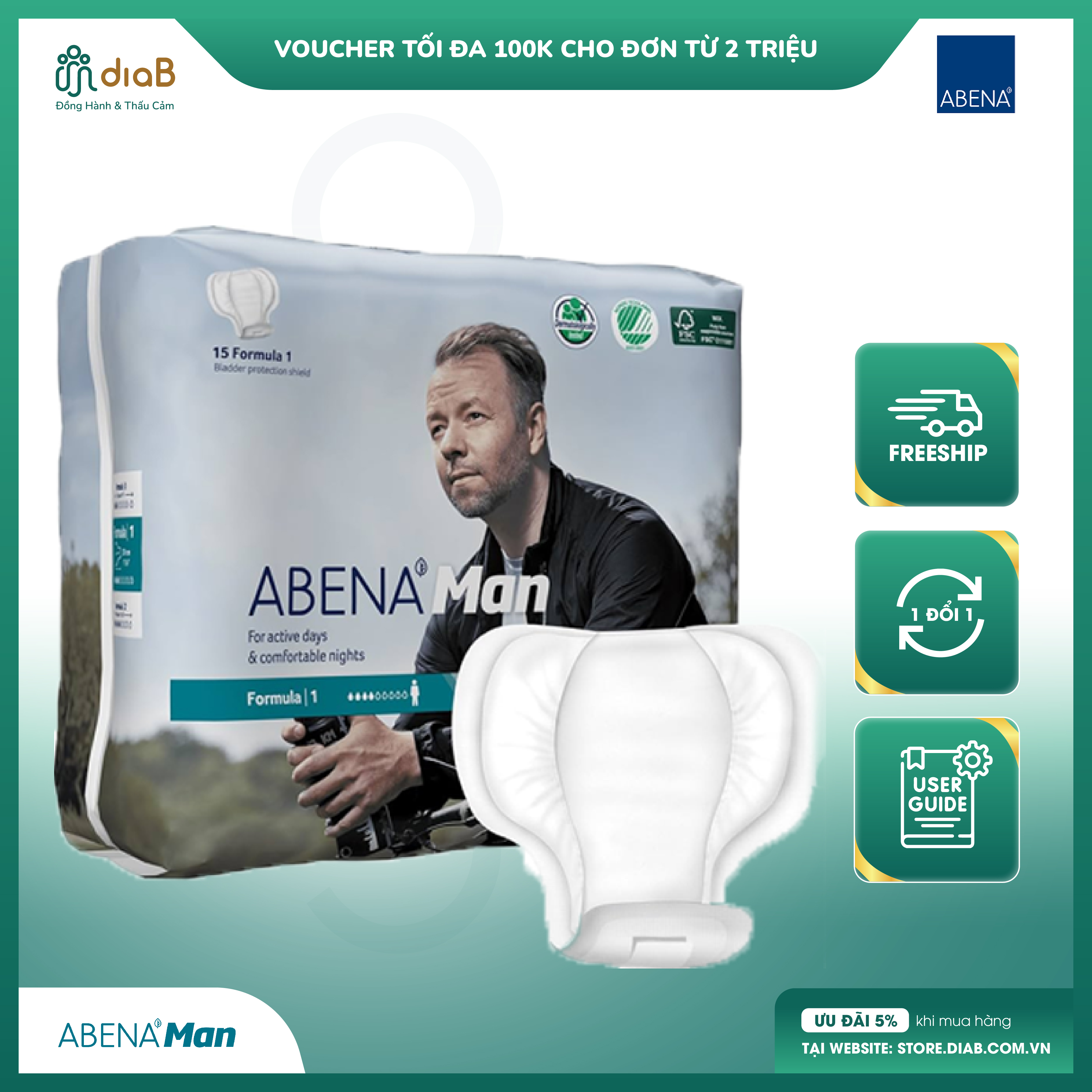 Băng vệ sinh Nam Abena Man Formula (15 miếng)