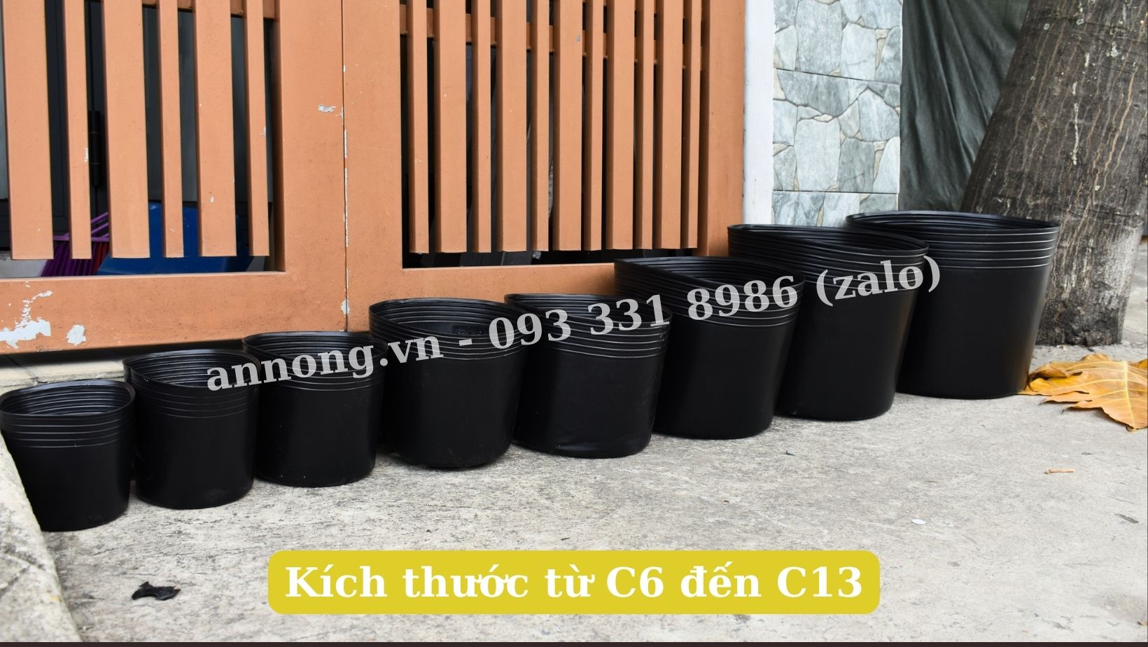 100 cái chậu nhựa đen trồng cây (nhiều loại: C9 - C10 - C11 - C12 - C13)