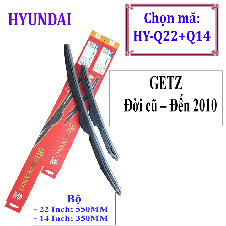 Bộ 2 thanh gạt nước mưa ô tô đa năng Nano cao cấp dành cho hãng xe Hyundai: Getz-Accent-Avente-Elantra-i10-i20-i30-santafe-Sonata-Tucson-Starex-Verna