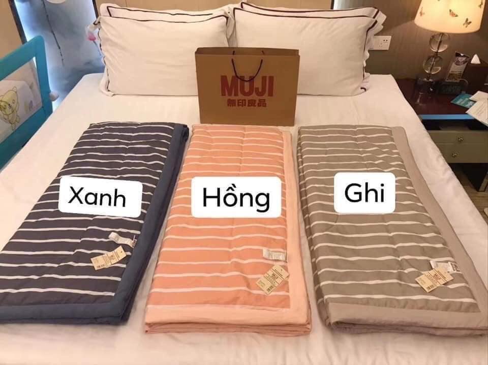 Chăn hè trần bông muji xuất nhật mẫu kẻ ngang đủ màu