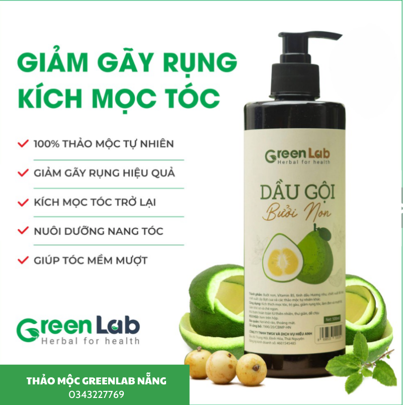 Dầu gội thảo mộc Bưởi Non Greenlab