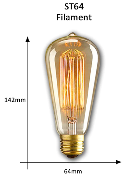 Bóng đèn Edison Vintage ST64 40W Spiral - Filament sợi đốt E27 (xoắn- thẳng)