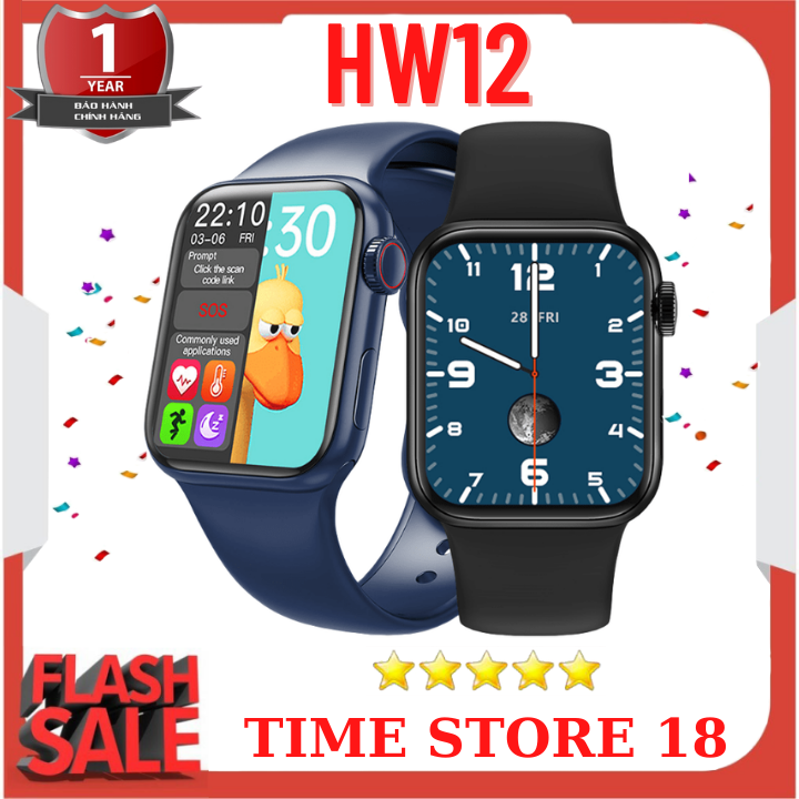 Đồng Hồ Thông Minh HW12 - Thay Được Hình Nền Tùy Ý, Nghe Gọi Trực Tiếp, Thay Được Dây, Nút Xoay Digital Crown, Chống Nước, Tiếng Việt 100%, Nhận Thông Báo, Màn Hình Tràn Viền 1.57inch, Pin trâu từ 5-7 Ngày