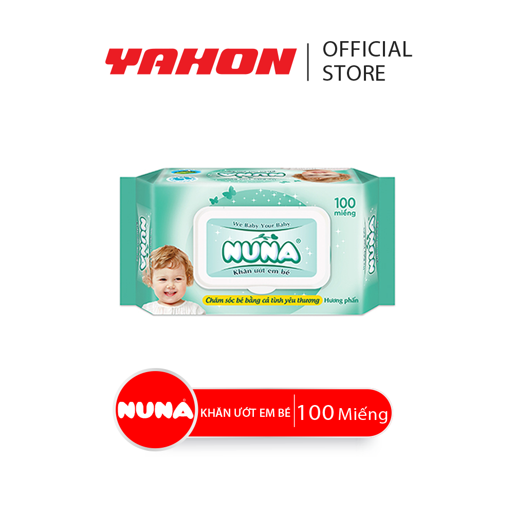 Bao khăn ướt em bé nuna hương phấn, 100 miếng/bao