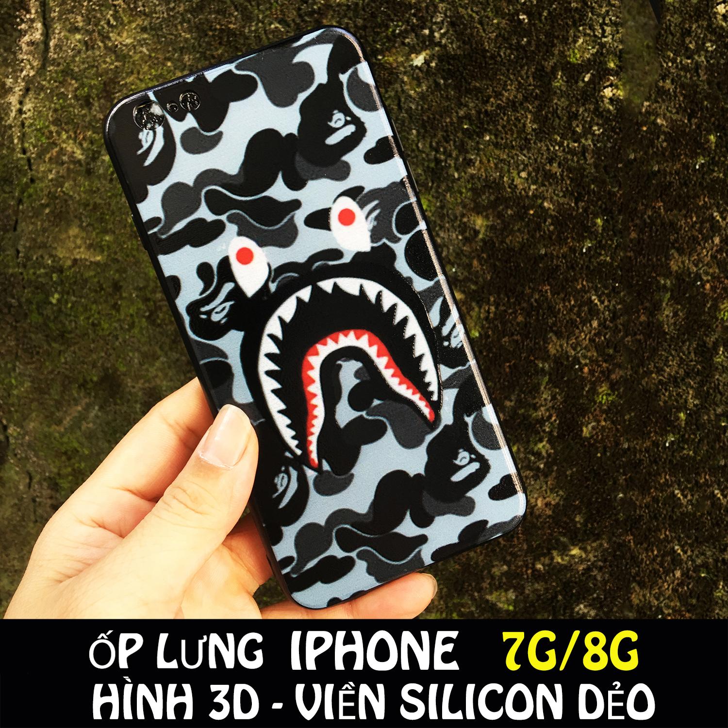 [12 MẪU] ỐP LƯNG HÌNH BAPE 3D IPHONE 7G/8G VIỀN SILICON DẺO