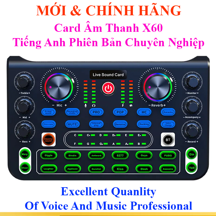 Sound Card Âm Thanh Phiên Bản Chuyên Nghiệp có Bluetooth X60 cho Karaoke, Livestream, Thu âm  V8S Pro M8  F009